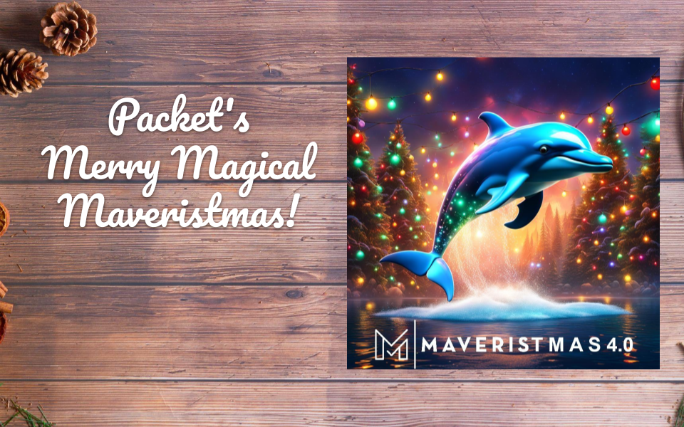 Packet's Merry Magical Maveristmas title with logo